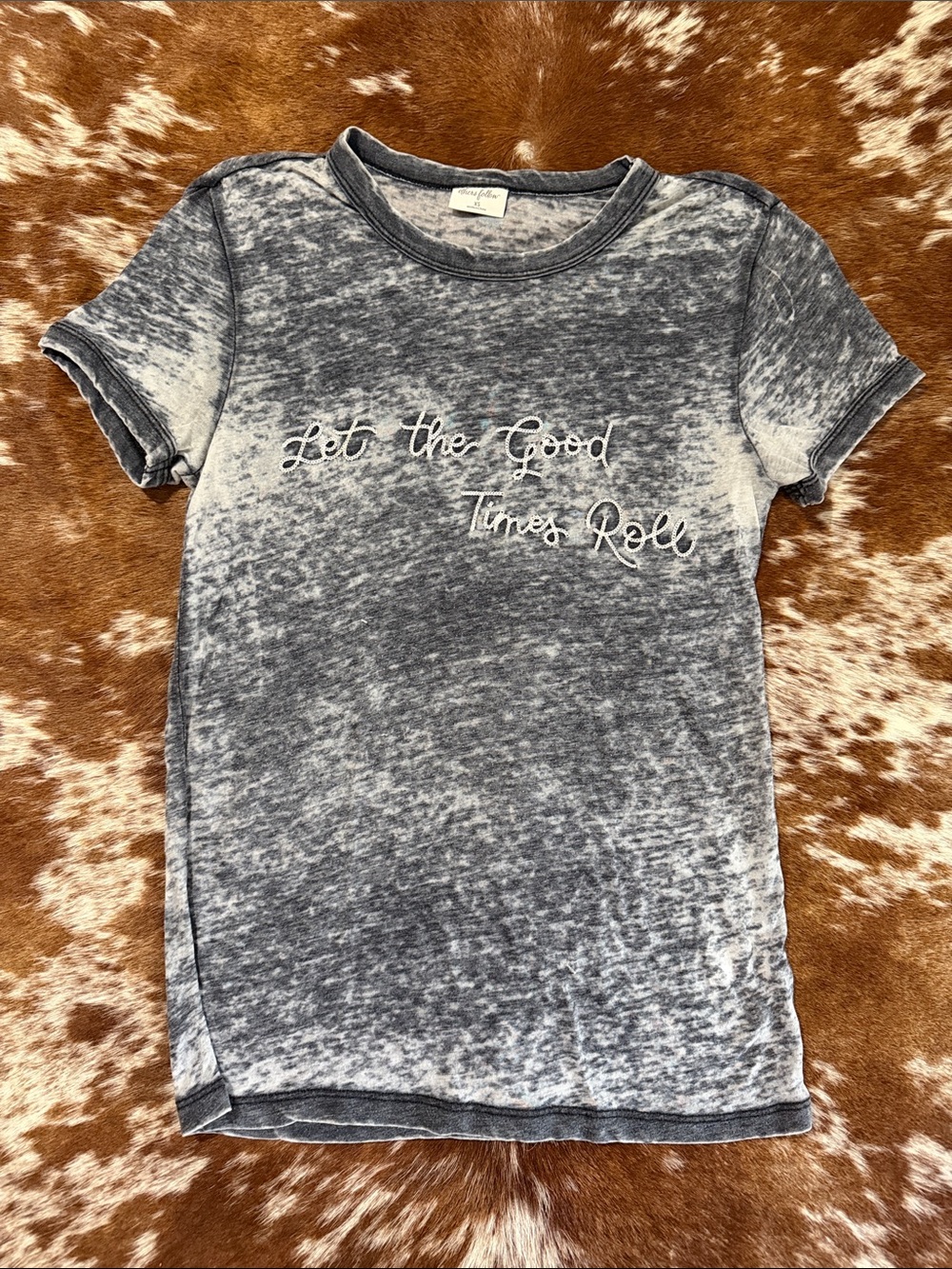 Others Follow Gray-White Mineral Wash "Let the Good Times Roll" Tee